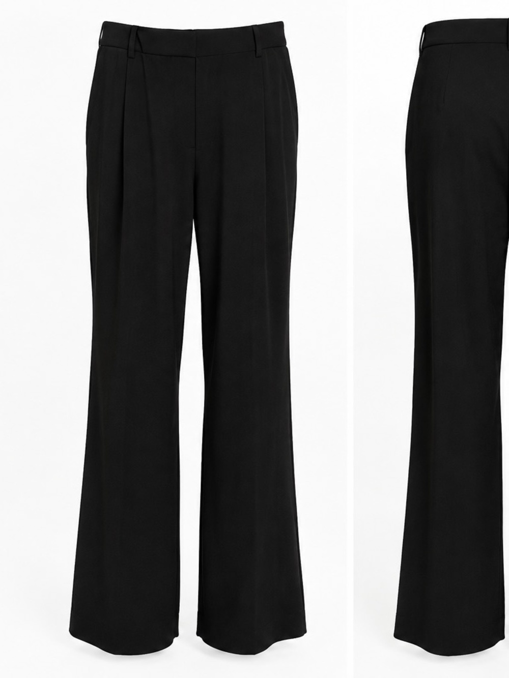 French Connection Black Wide Leg Dress Pants Elastic Back Waist Tailored Trouser